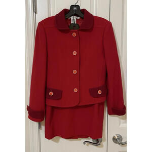 LUCA LUCA Red  Wool Skirt Jacket Blazer Suit Size ITaly 44 Excellent Condition
